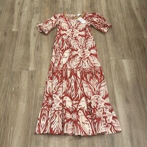 Sheridan French Michola Dress in Red Abstract Birds, XS, NWT